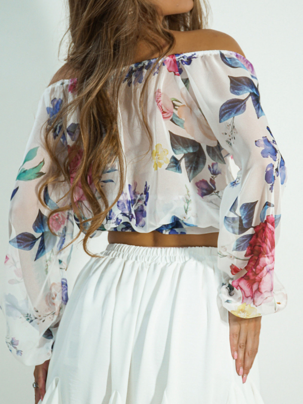 Bluzka hiszpanka PRIME biała kwiaty