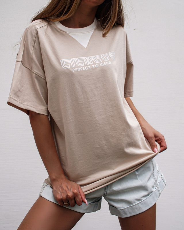 COOL GIRL long t-shirt beige