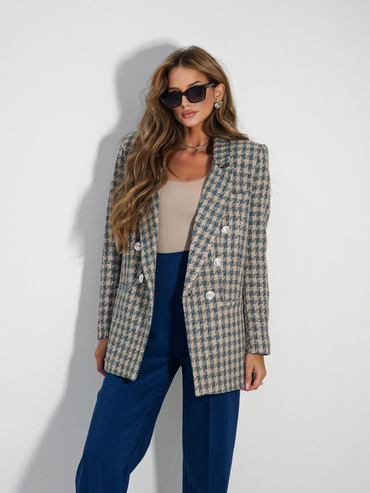 COCO jacket beige and navy blue