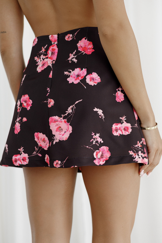 Spódnico-spodenki FOR YOU brązowe w kwiaty