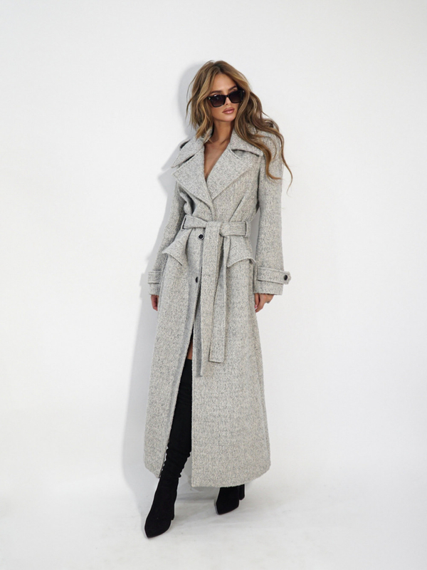 LE LONG coat grey melange