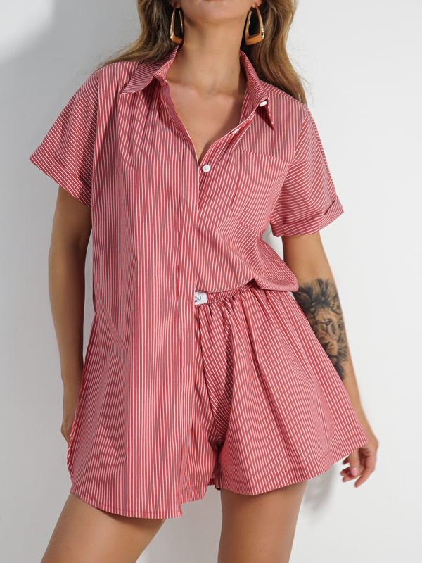 LOKA maroon striped set