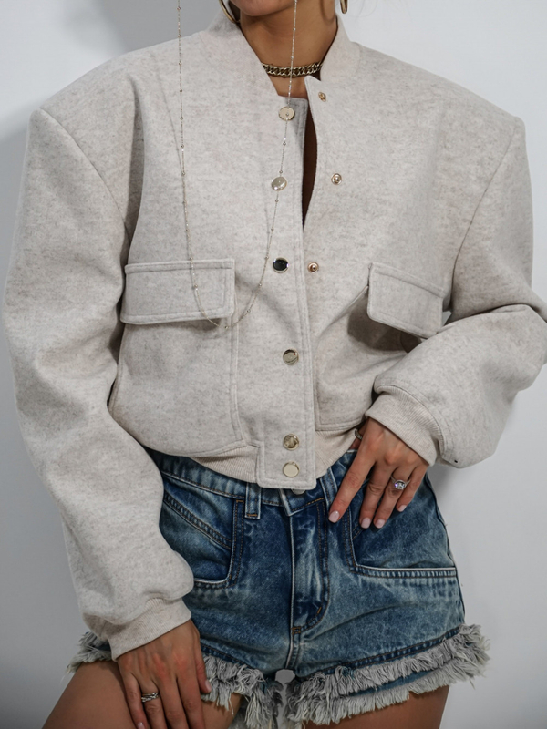LILA LOU beige bomber