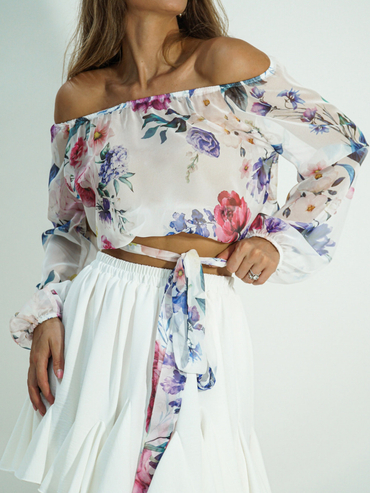 PRIME spangled blouse white flowers