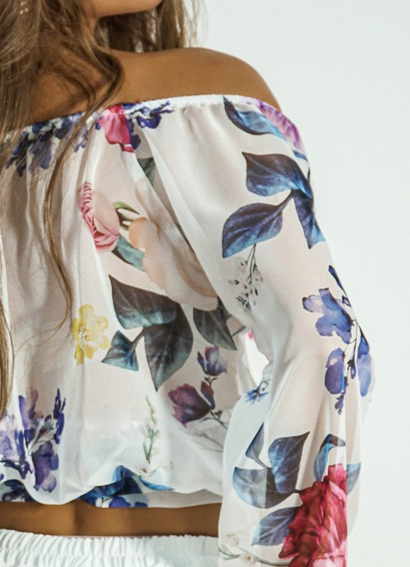 PRIME spangled blouse white flowers