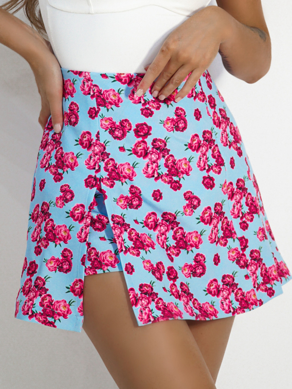 FIORE skirt-shorts blue flowers