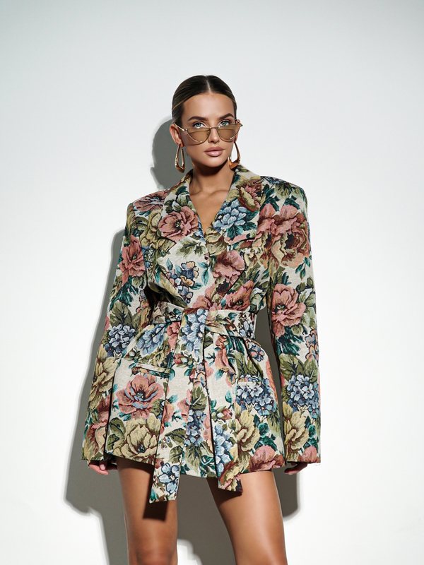 Żakiet LUMERIS beżowy kwiaty