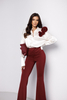 OSSI ecru maroon flower shirt