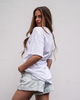 T-shirt COOL GIRL długi white-green