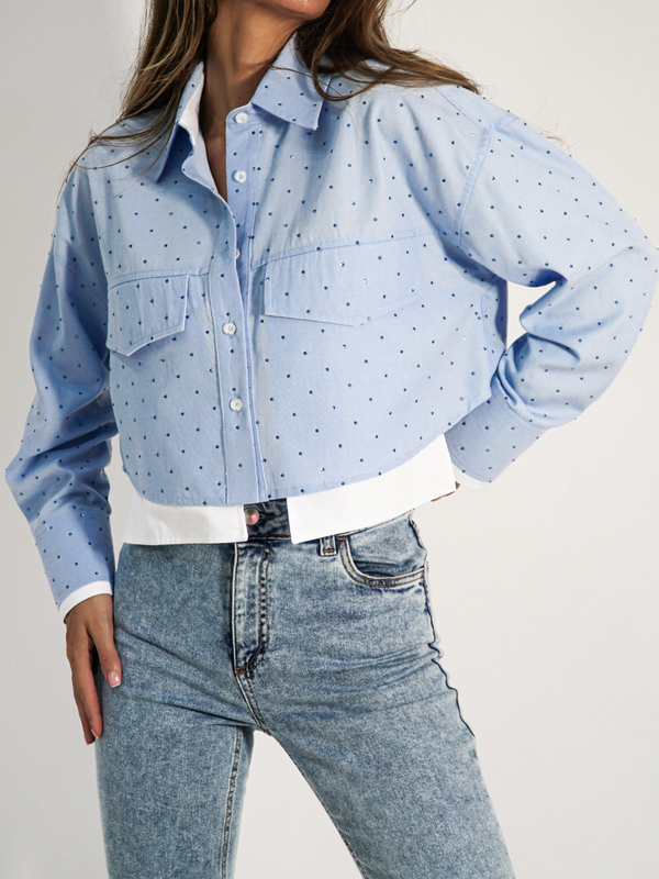 AGNES blue rhinestone shirt