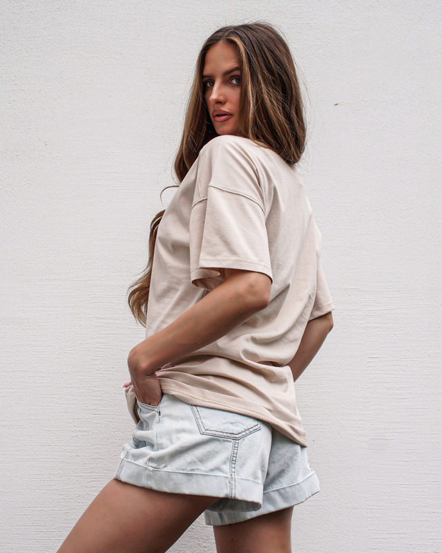 COOL GIRL long t-shirt beige
