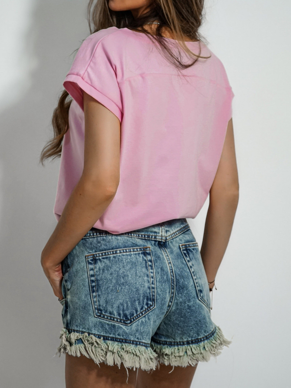 V-NECK T-shirt pink