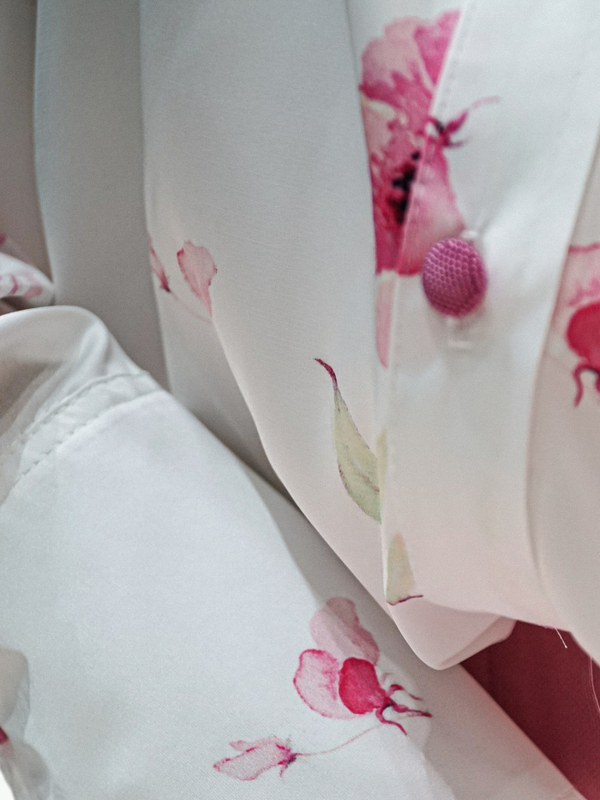 Koszula CUBA LIBRE biała różowe kwiaty