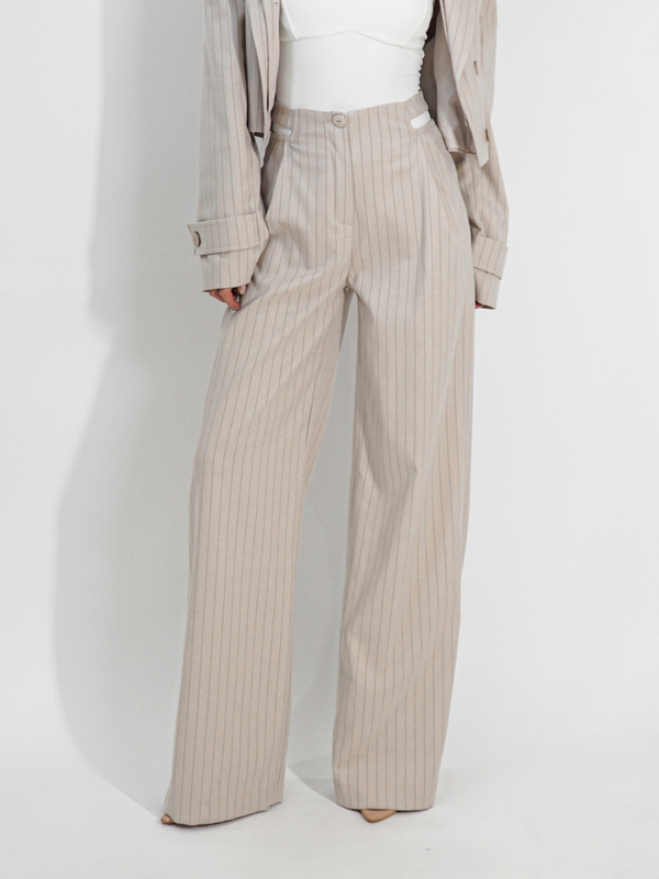 HEELS UP pants beige stripes