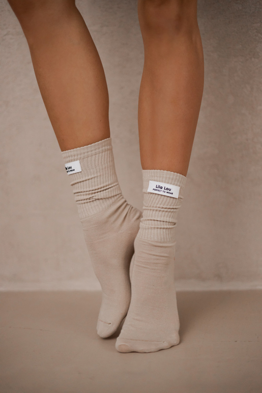 LILA LOU beige socks