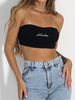 LILA LOU ribbon band top black