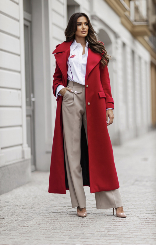 LE LONG coat red