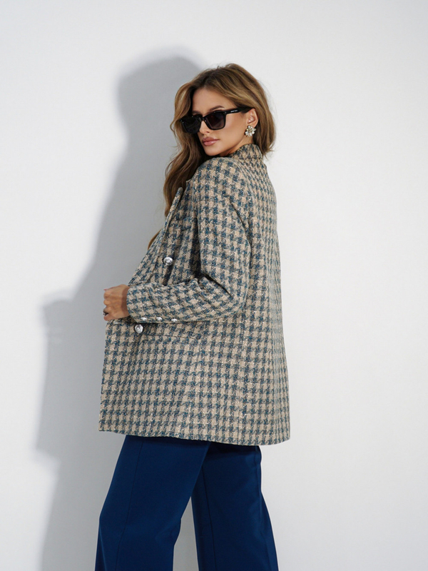 COCO jacket beige and navy blue