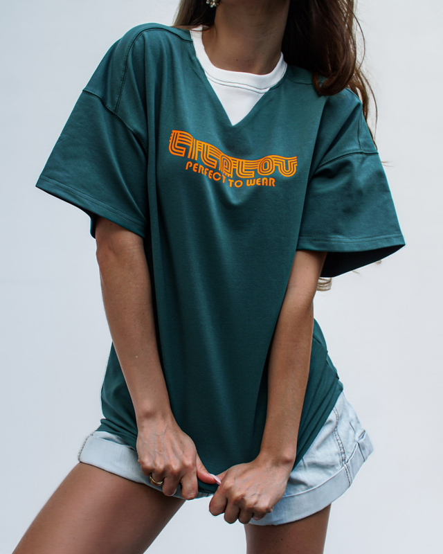 T-shirt COOL GIRL długi green