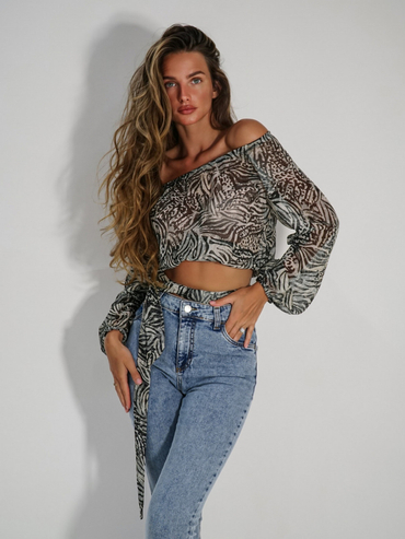 PRIME zebra spangled blouse