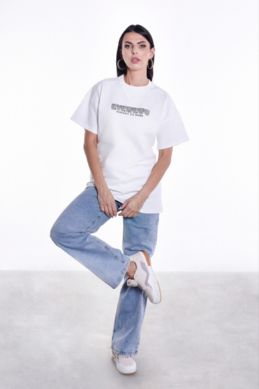 COOL GIRL long white and black t-shirt