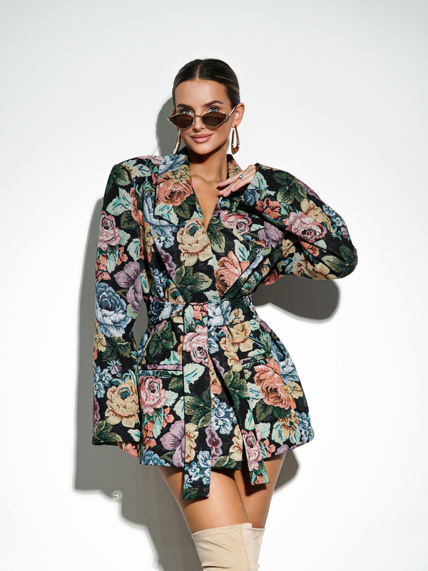 Żakiet LUMERIS czarny kwiaty