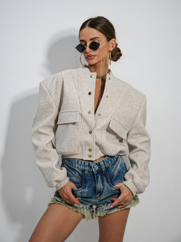 LILA LOU beige bomber
