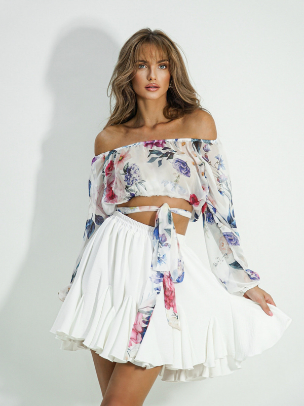 Bluzka hiszpanka PRIME biała kwiaty