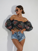 Spanish blouse NALA green flowers