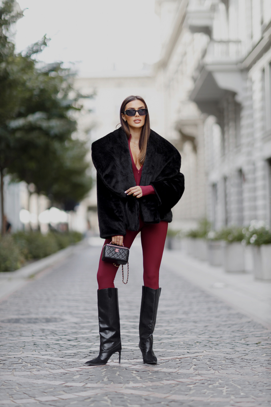 MARILYN fur coat black