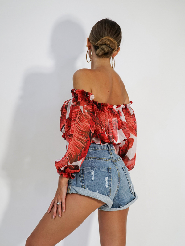 Bluzka hiszpanka NALA czerwona kwiaty