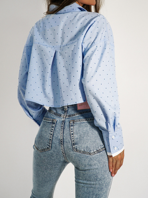 AGNES blue rhinestone shirt