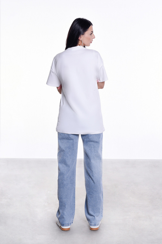 COOL GIRL long white and black t-shirt