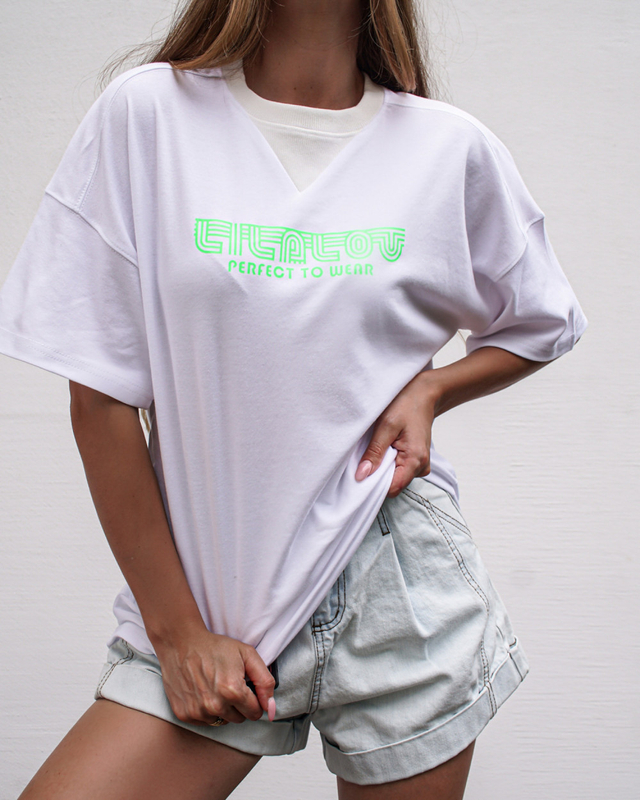 COOL GIRL long white-green T-shirt