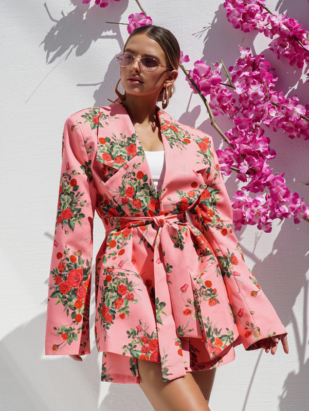 Żakiet ABOUT YOU różowy kwiaty