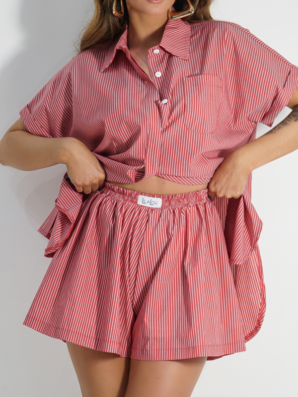 LOKA maroon striped set