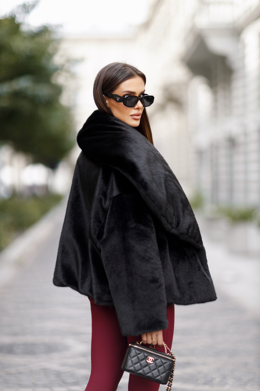 MARILYN fur coat black